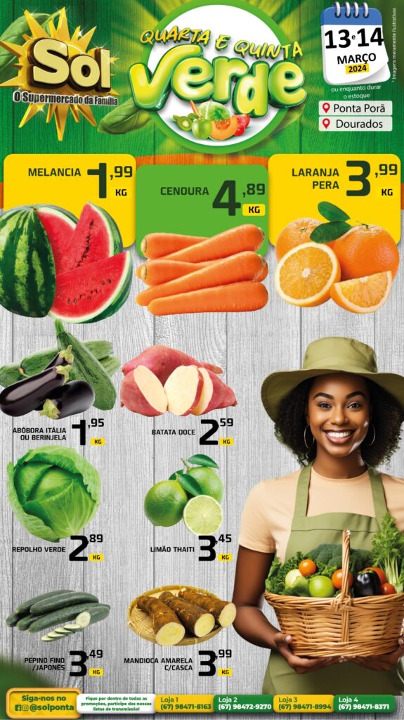 Supermercado Sol e as ofertas da quarta e quinta verde