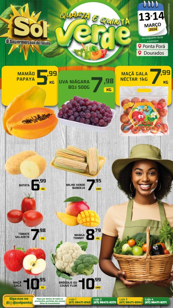 Supermercado Sol e as ofertas da quarta e quinta verde