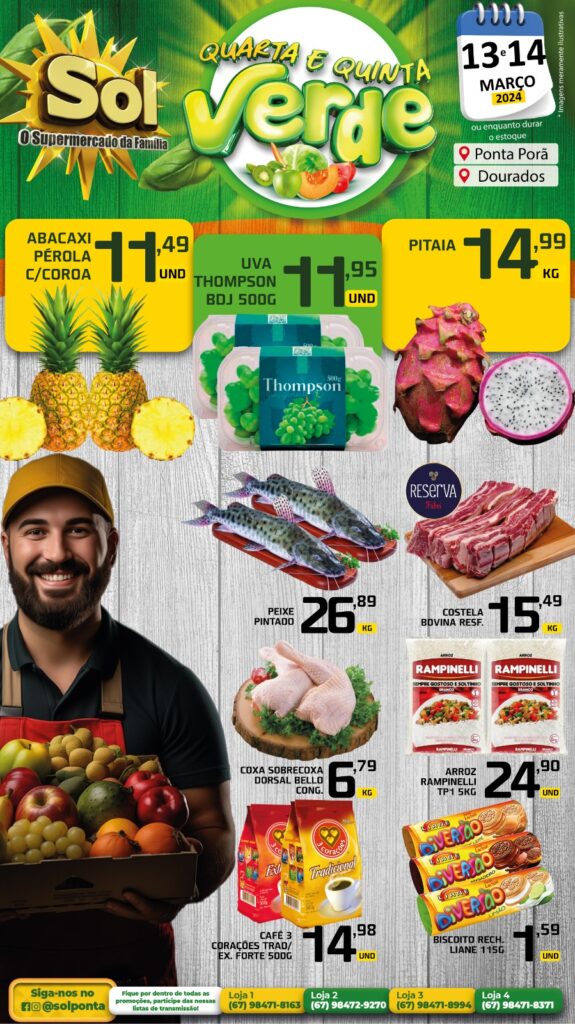 Supermercado Sol e as ofertas da quarta e quinta verde