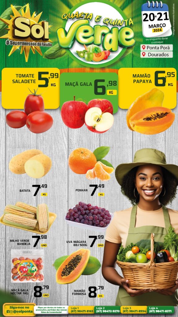 Supermercado Sol e as ofertas da quarta e quinta verde Supermercado Sol e as ofertas da quarta e quinta verde