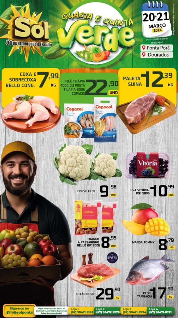 Supermercado Sol e as ofertas da quarta e quinta verde Supermercado Sol e as ofertas da quarta e quinta verde