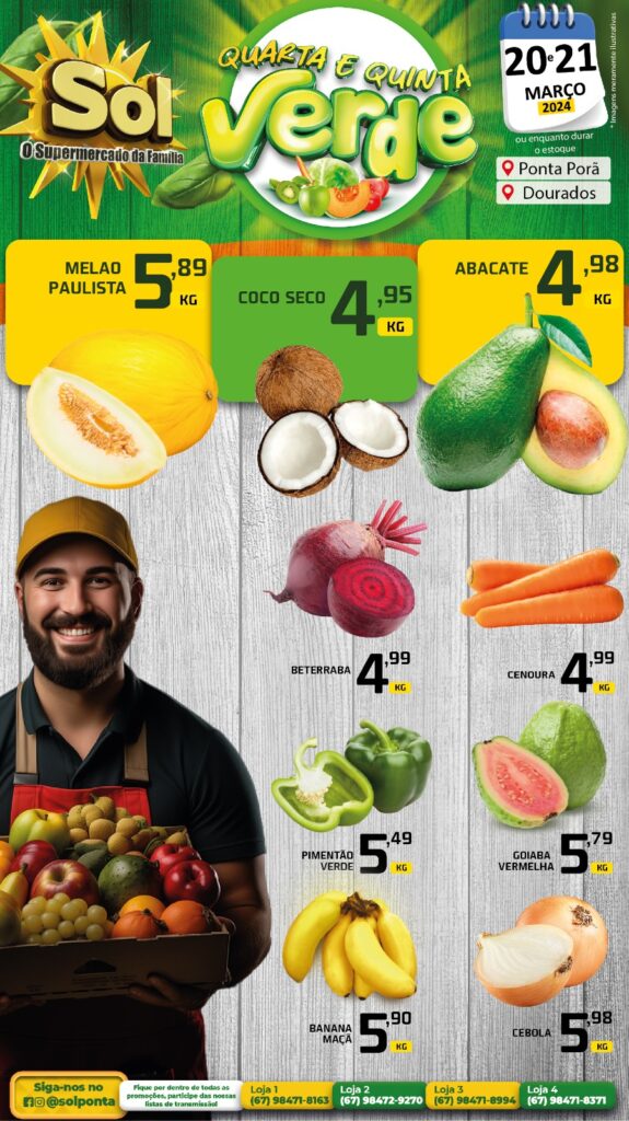 Supermercado Sol e as ofertas da quarta e quinta verde Supermercado Sol e as ofertas da quarta e quinta verde