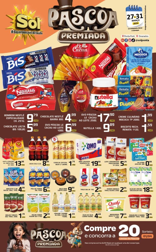 Festival do Peixe, Páscoa Premiada e ofertas da Feirinha no Supermercado Sol Festival do Peixe, Páscoa Premiada e ofertas da Feirinha no Supermercado Sol