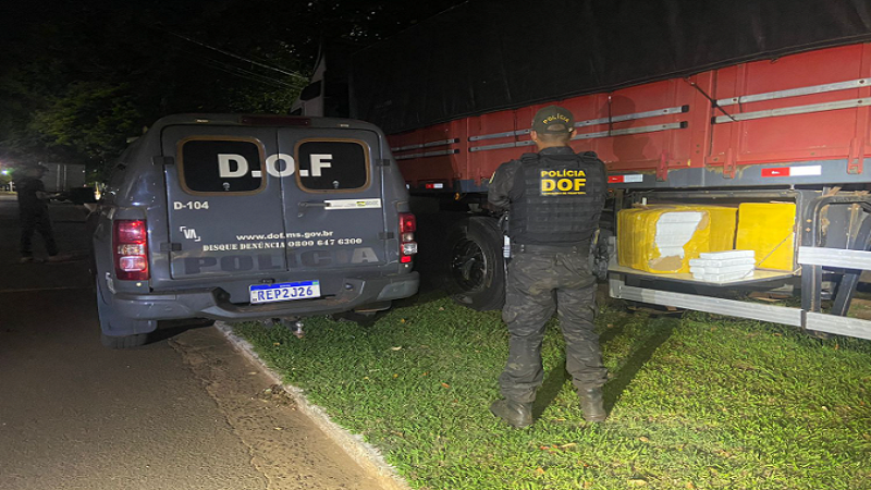 Juti: Caminhoneiro que seguia com mais de meia tonelada de maconha é preso pelo DOF