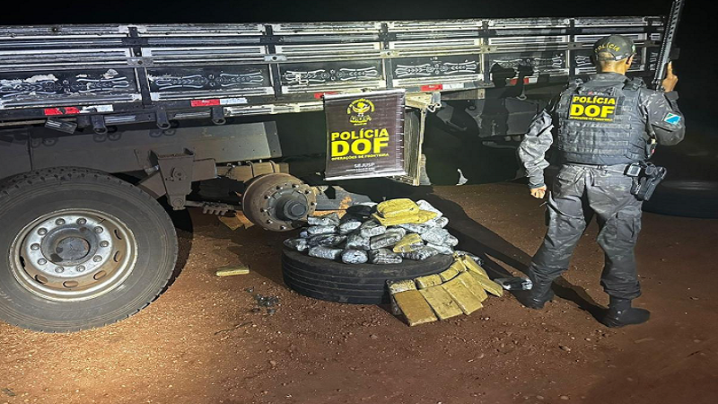 Ponta Porã: DOF apreende mais de 30 quilos de skunk que seguiam em pneus de caminhão para São Paulo Ponta Porã: DOF apreende mais de 30 quilos de skunk que seguiam em pneus de caminhão para São Paulo