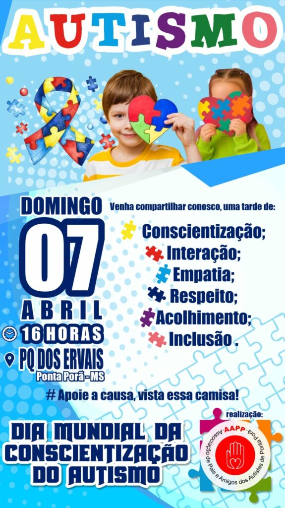 Autismo: AAPP realiza evento no Parque dos Ervais em Ponta Porã