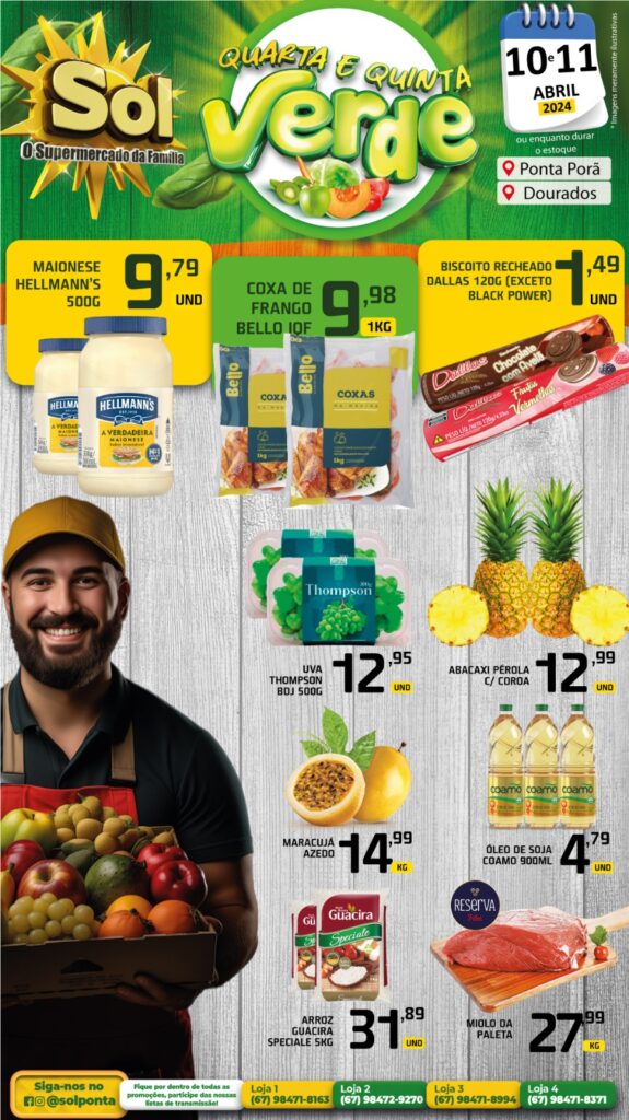 Supermercado Sol e as ofertas da quarta e quinta verde