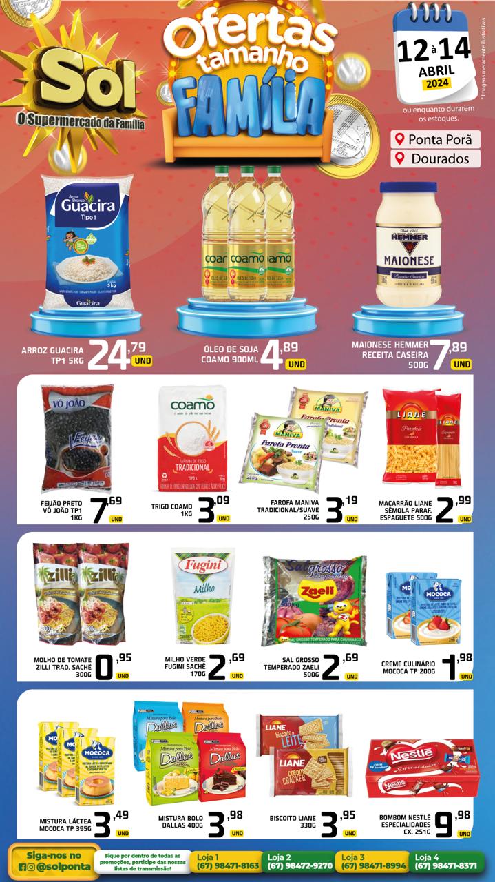 Supermercado Sol e as ofertas Tamanho Família