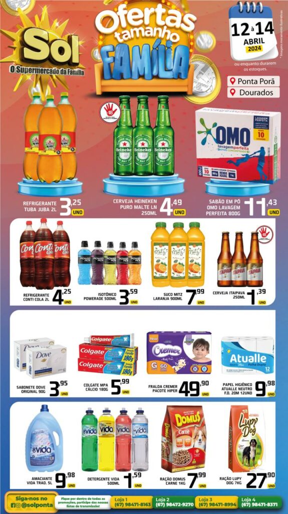 Supermercado Sol e as ofertas Tamanho Família