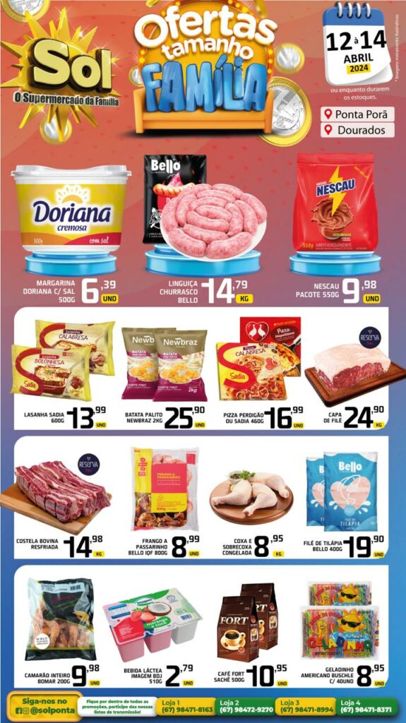 Supermercado Sol e as ofertas Tamanho Família