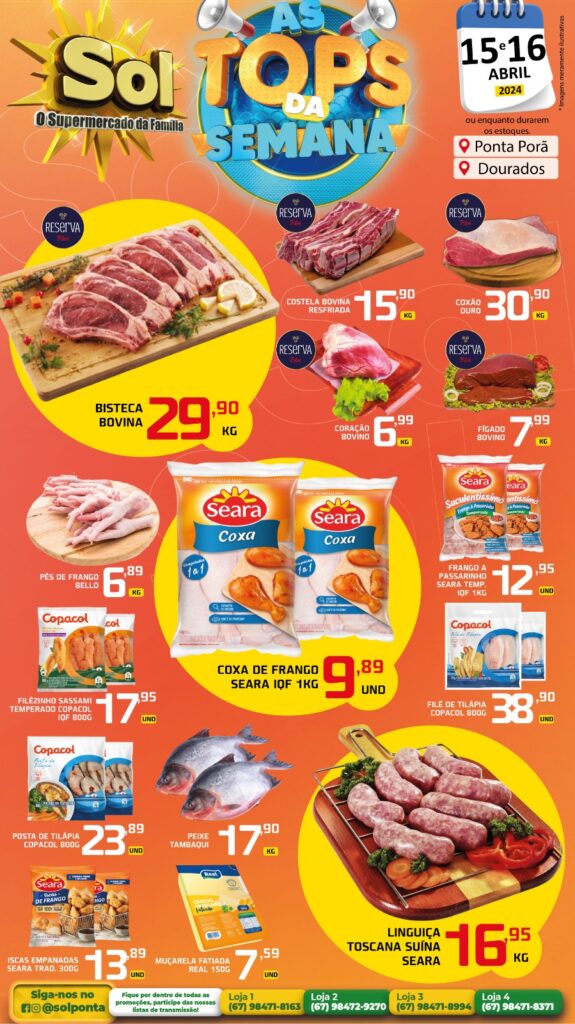 Confira as ofertas Top da Semana do supermercado Sol