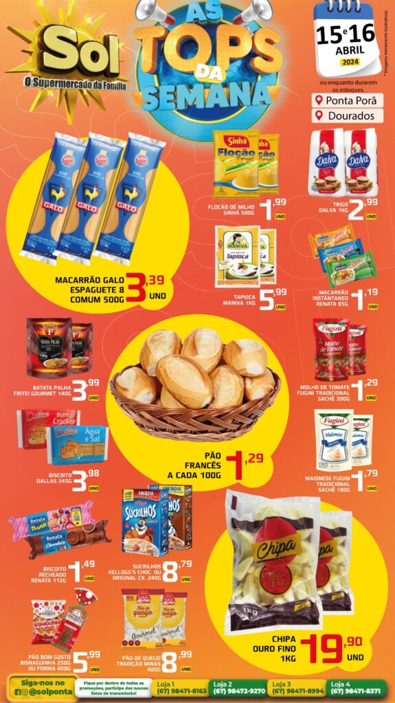 Confira as ofertas Top da Semana do supermercado Sol