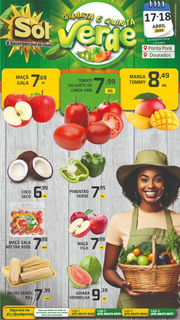 Supermercado Sol e as ofertas da quarta e quinta verde