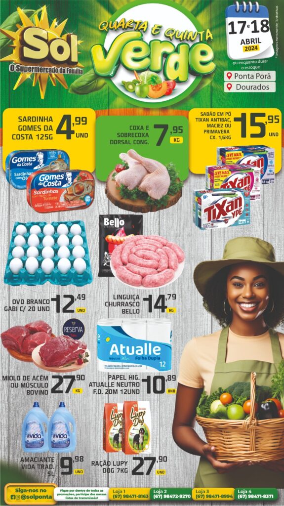 Supermercado Sol e as ofertas da quarta e quinta verde