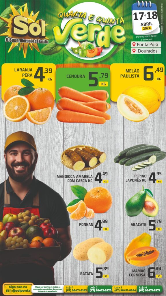 Supermercado Sol e as ofertas da quarta e quinta verde