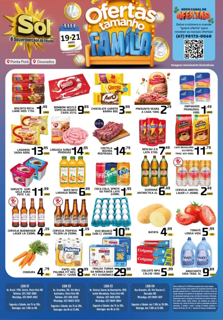 Confira Ofertas Tamanho Família do Supermercado Sol