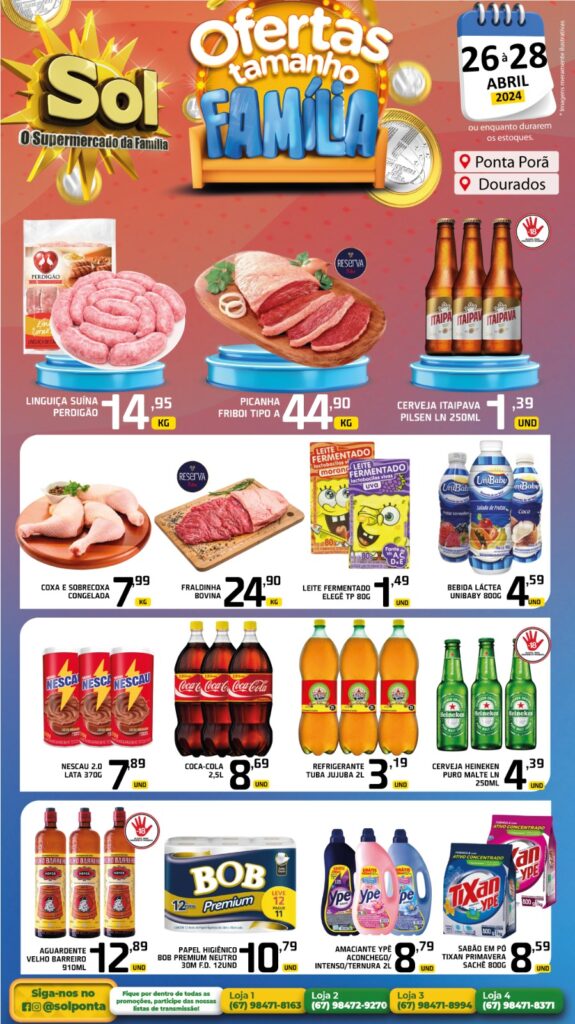 Supermercado Sol e as ofertas tamanho família