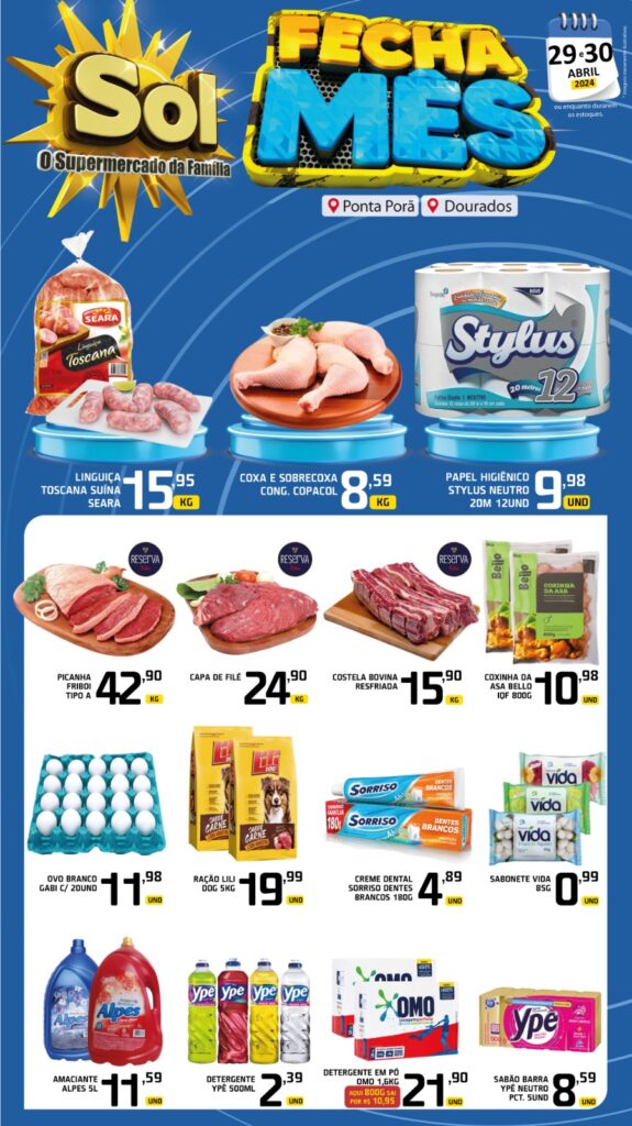 Supermercado Sol e as ofertas fecha mês