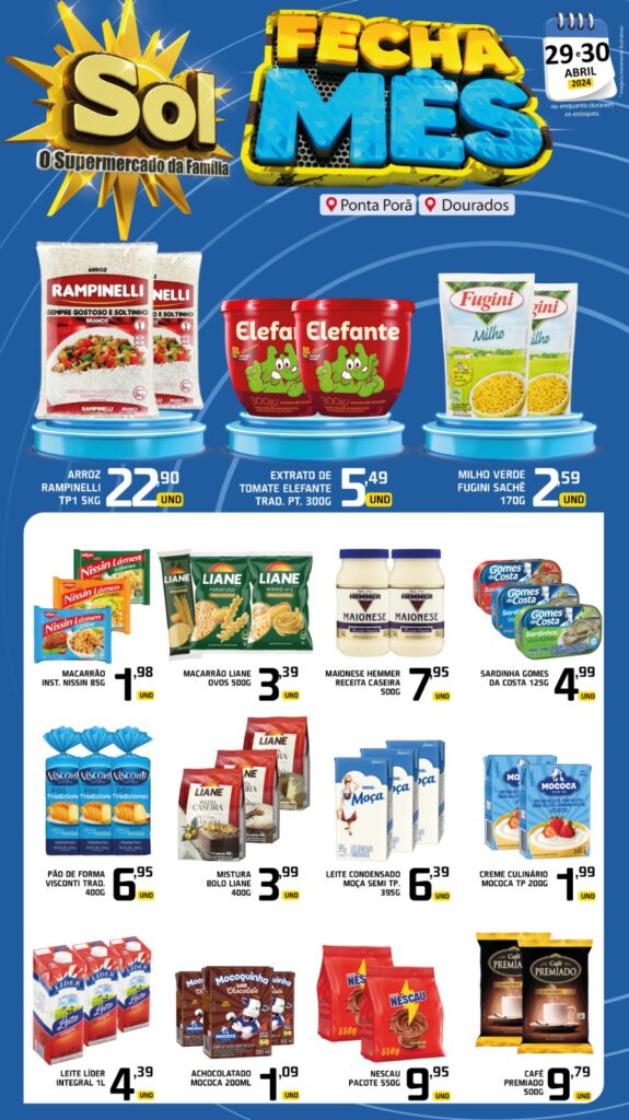 Supermercado Sol e as ofertas fecha mês