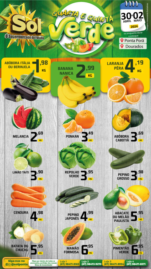 Supermercado Sol antecipa a ofertas da feirinha Supermercado Sol antecipa a ofertas da feirinha