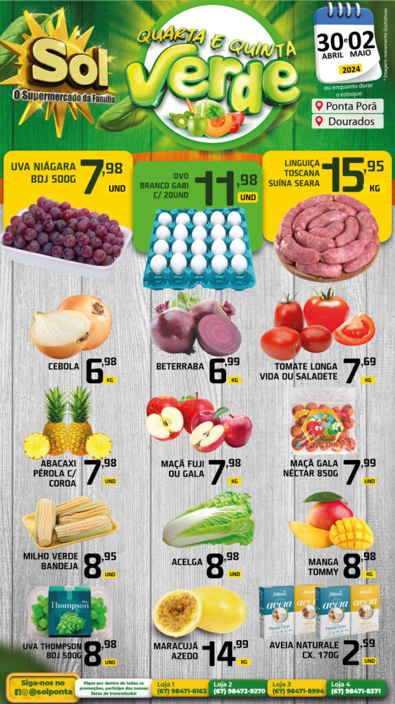 Supermercado Sol antecipa a ofertas da feirinha Supermercado Sol antecipa a ofertas da feirinha