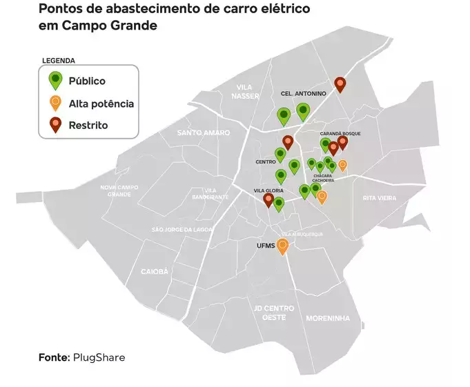 Carros elétricos já estão em 92% dos municípios de MS