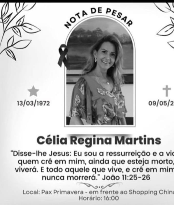 Nota de Falecimento: Célia Regina Martins Nota de Falecimento: Célia Regina Martins