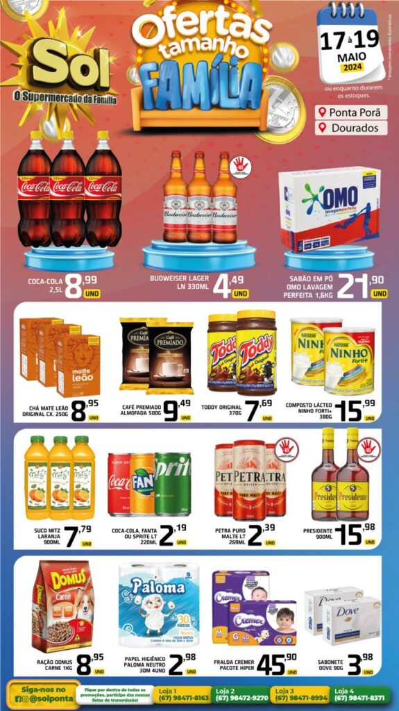 Confira Ofertas Tamanho Família do Supermercado Sol