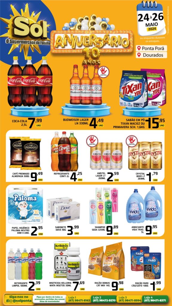 10 anos: Supermercado Sol e as ofertas de aniversário