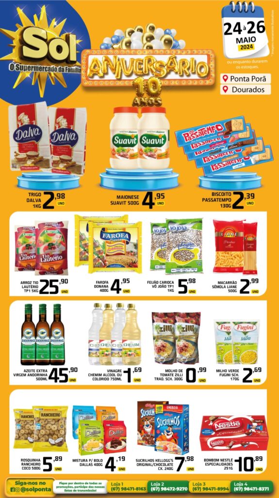 10 anos: Supermercado Sol e as ofertas de aniversário