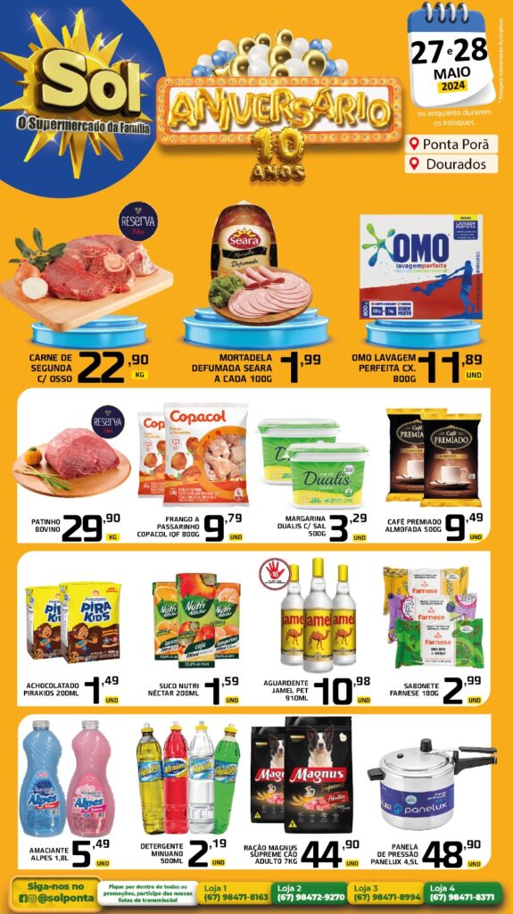 Confira as ofertas de aniversário do Supermercado Sol