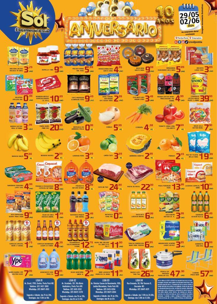 10 anos: Promoção de aniversário do Supermercado Sol 10 anos: Promoção de aniversário do Supermercado Sol
