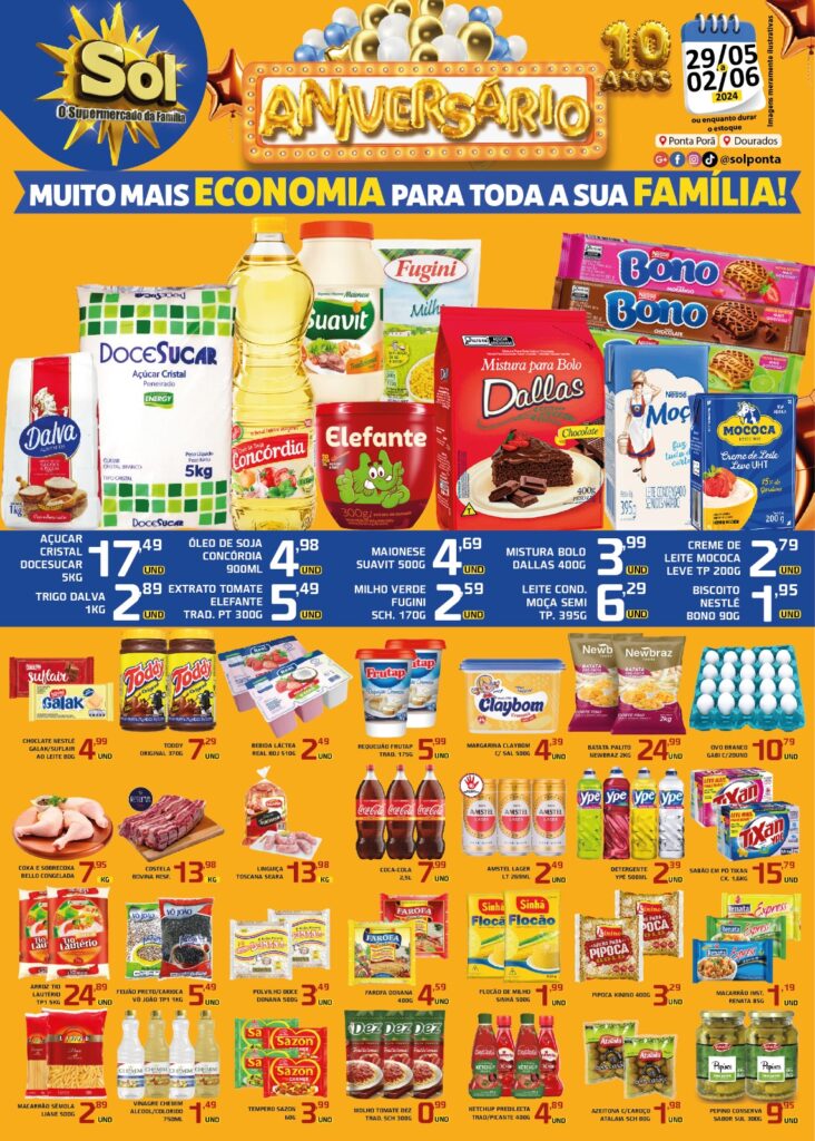 10 anos: Promoção de aniversário do Supermercado Sol 10 anos: Promoção de aniversário do Supermercado Sol