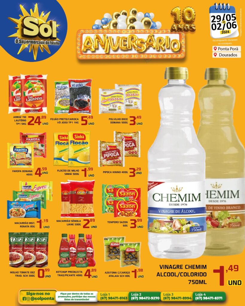 10 anos: Promoção de aniversário do Supermercado Sol 10 anos: Promoção de aniversário do Supermercado Sol