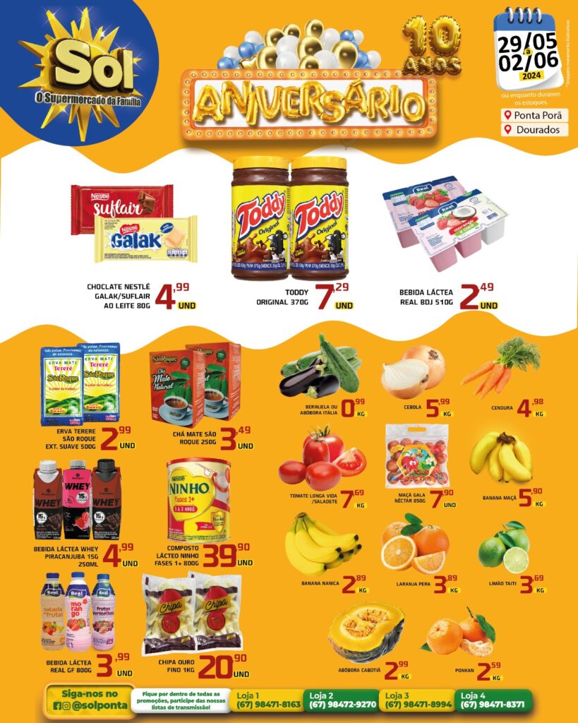 10 anos: Promoção de aniversário do Supermercado Sol 10 anos: Promoção de aniversário do Supermercado Sol