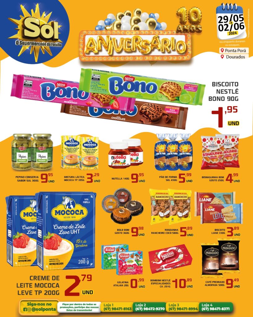 10 anos: Promoção de aniversário do Supermercado Sol 10 anos: Promoção de aniversário do Supermercado Sol