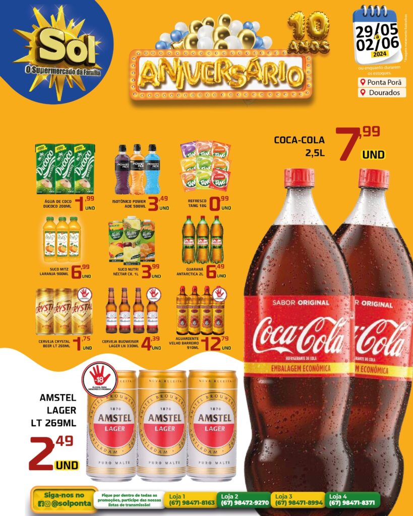 10 anos: Promoção de aniversário do Supermercado Sol 10 anos: Promoção de aniversário do Supermercado Sol
