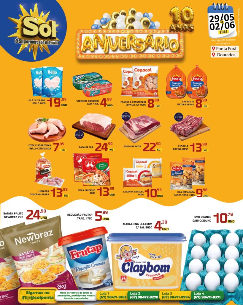 10 anos: Promoção de aniversário do Supermercado Sol 10 anos: Promoção de aniversário do Supermercado Sol