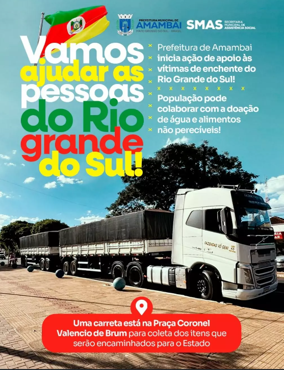 Prefeitura de Amambai inicia ação de apoio às vítimas de enchentes do Rio Grande do Sul Prefeitura de Amambai inicia ação de apoio às vítimas de enchentes do Rio Grande do Sul