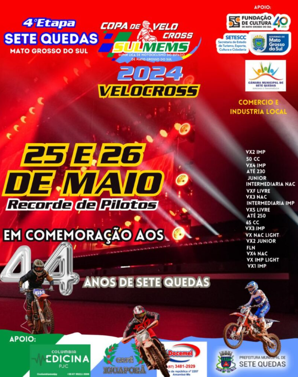 Sete Quedas recebe 4ª etapa da Copa SulMEMS de Velocross neste final de semana Sete Quedas recebe 4ª etapa da Copa SulMEMS de Velocross neste final de semana