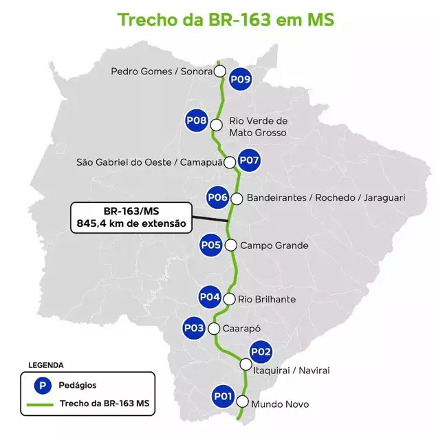 Tarifa de pedágio da BR-163 vai subir nesta sexta-feira Tarifa de pedágio da BR-163 vai subir nesta sexta-feira