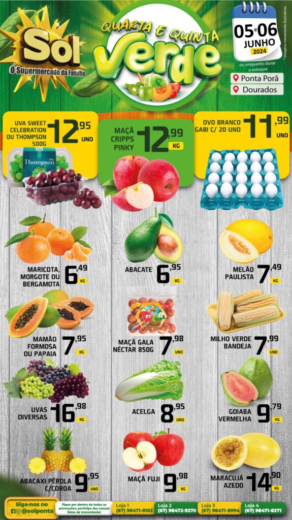 Supermercado Sol e as ofertas da quarta e quinta verde