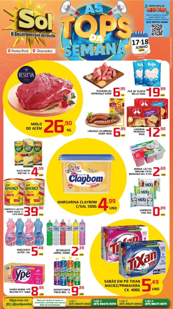 Confira as ofertas Top da Semana do Supermercado Sol