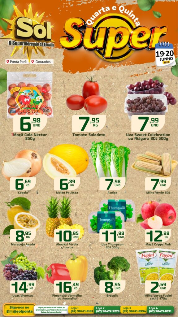 Confira as ofertas Super quarta e quinta do supermercado Sol