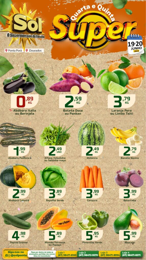 Confira as ofertas Super quarta e quinta do supermercado Sol