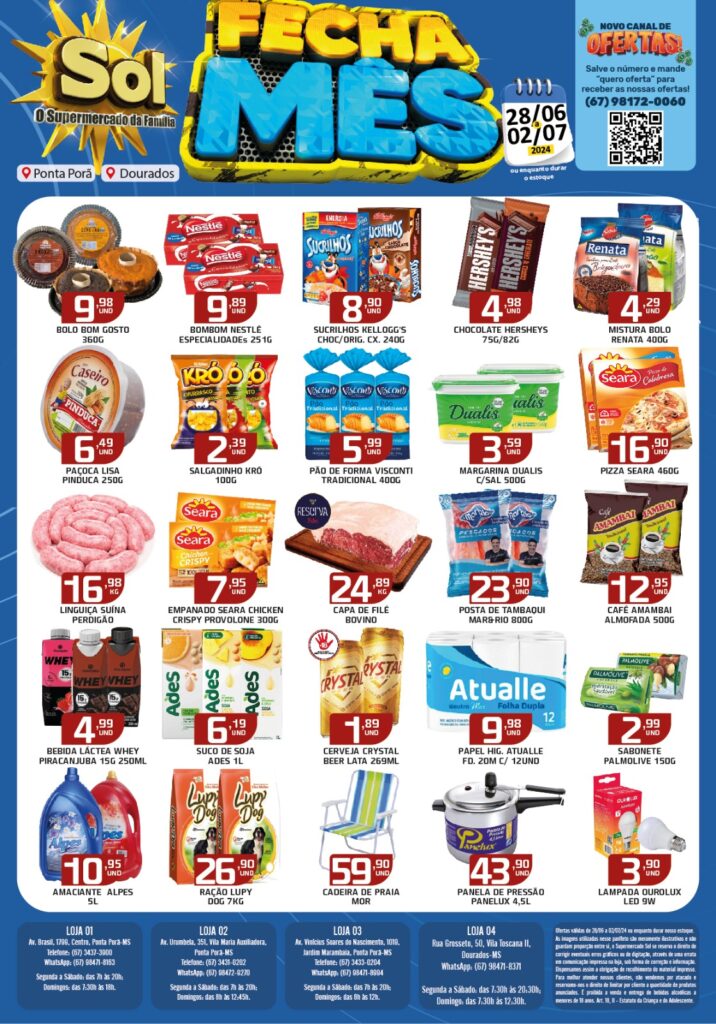 Confira as ofertas Fecha Mês do Supermercado Sol