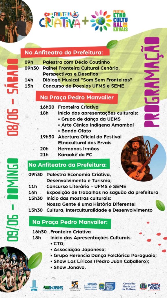 Ponta Porã: Final de semana tem Fronteira Criativa na Praça Pedro Manvailler