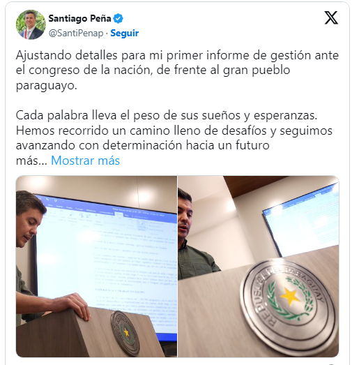 Santiago Peña alista los detalles para su primer informe de gestión Santiago Peña alista los detalles para su primer informe de gestión