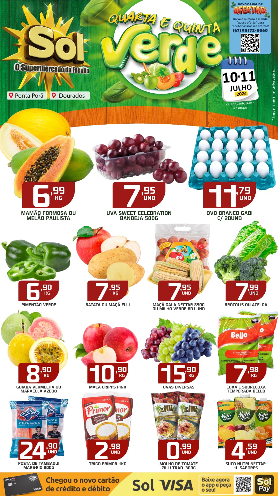 Confira as ofertas da Quarta e Quinta Verde do Supermercado Sol