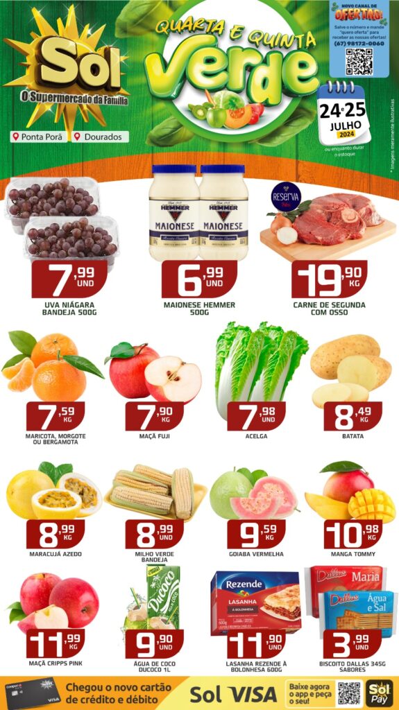 Supermercado Sol e as ofertas da quarta e quinta verde